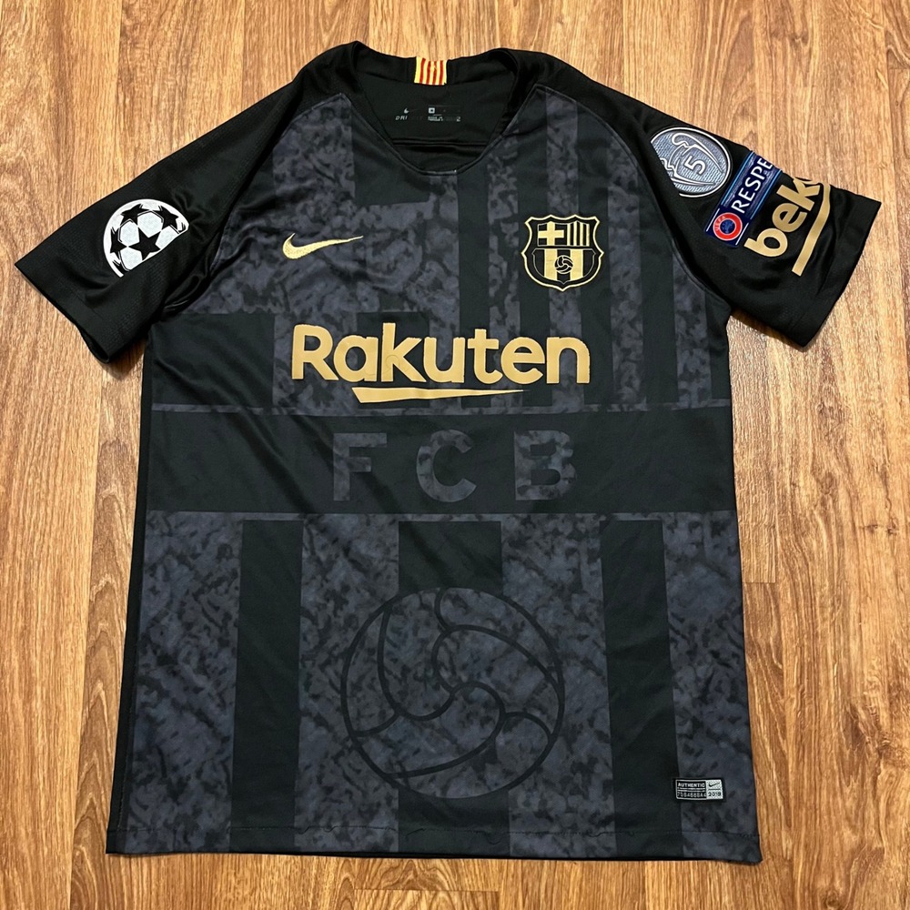 Nike Lionel Messi Soccer Jersey Men M Black Barcelona 2020-21 Rakuten Dri-FIT